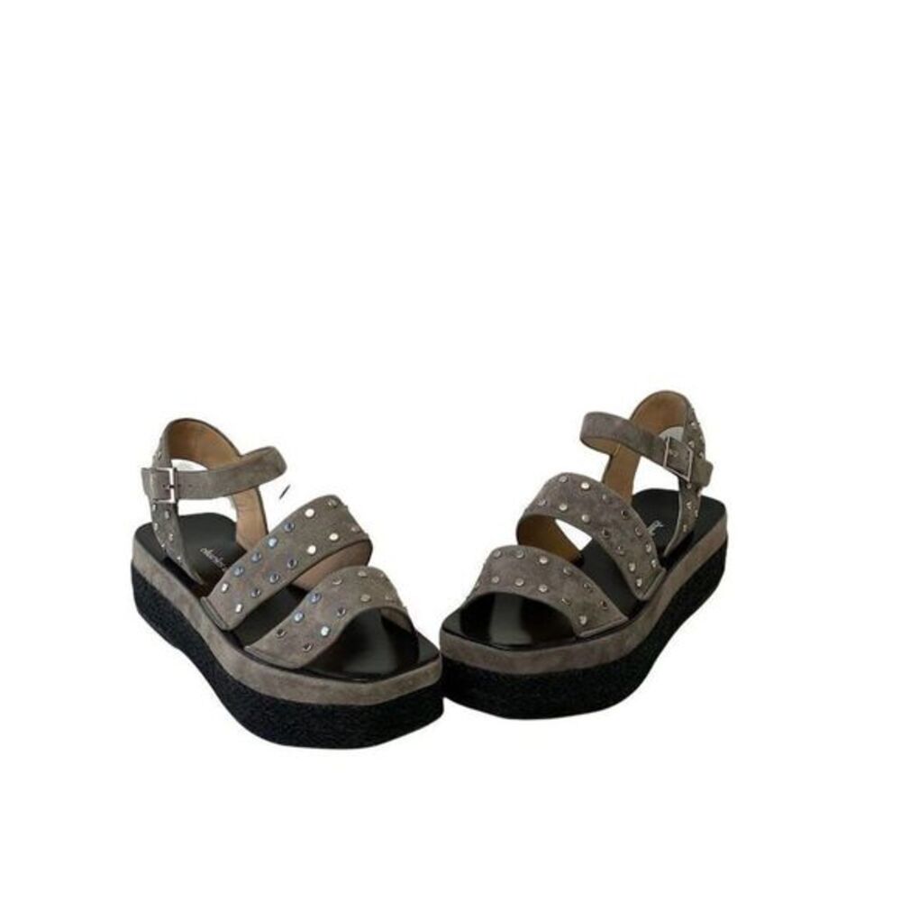 Charles David $219‎ Madeira Espadrille Platform Sandals 5.5 Black Gray Women's